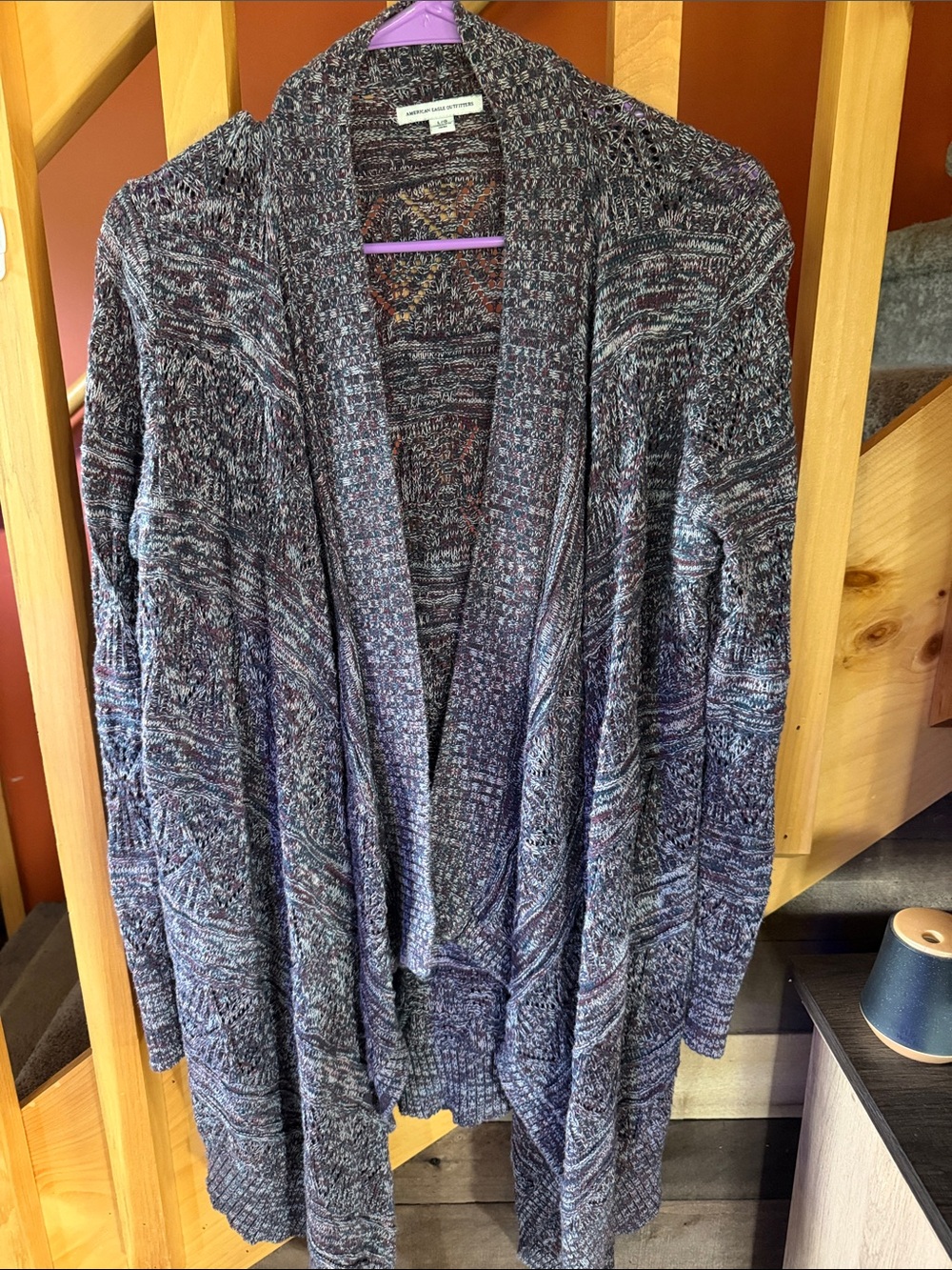 American Eagle Outfitters Marled Burgundy and Gray Crewneck Sweater